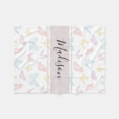 Couverture Polaire Élégant Pastel Blanc Papillon Motif Nom des enfant (Devant (Horizontal))