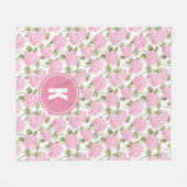 Couverture Polaire Elegant Pink Hydragea Flowers Pattern Monogram (Devant (Horizontal))