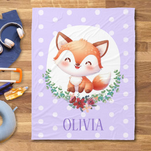Couverture Polaire Élégant point Polka Fox mignonne