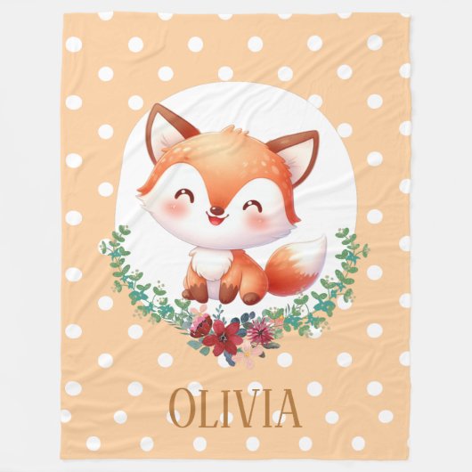 Couverture Polaire Élégant point Polka Fox mignonne (Devant)