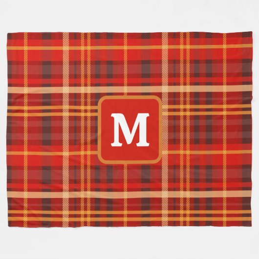 Couverture Polaire Elegant Red Black Plaid Monogram Custom  (Devant (Horizontal))