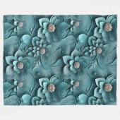 Couverture Polaire Élégant relief 3D floral Turquoise (Devant (Horizontal))