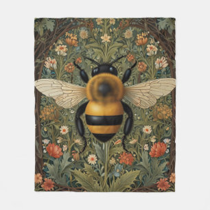 Couverture Polaire Elégant rétro bumblebee boho botanique floral art