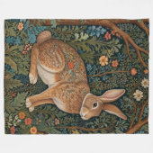 Couverture Polaire Élégant retro lapin boisé boisé fleuri (Devant (Horizontal))