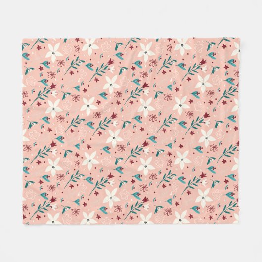 Couverture Polaire Élégant rose froral (Devant (Horizontal))