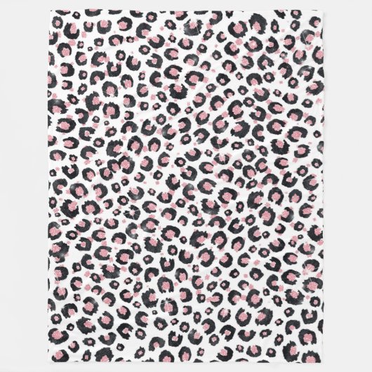 Couverture Polaire Élégant Rose Léopard Noir Motif (Devant)