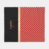 Couverture Polaire Élégant rouge et noir, Golden Hearts Nom Monogramm (Devant (Horizontal))