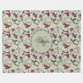Couverture Polaire Elégant Sage Green Flowers & Hummingbird Monogramm (Devant (Horizontal))