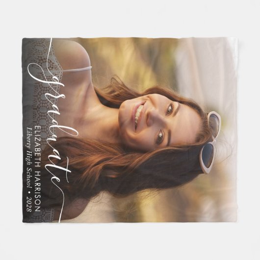 Couverture Polaire Élégant script blanc superposition photo Graduatio (Devant (Horizontal))