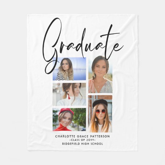 Couverture Polaire Élégant Script Multi Photo Graduate (Devant)