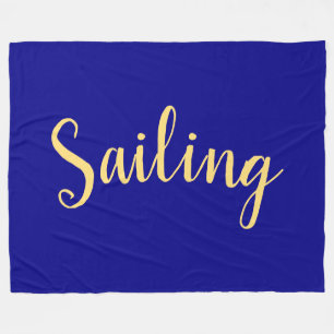Couverture Polaire Élégant script SAILING Arrière - plan bleu marine