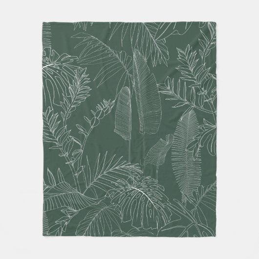 Couverture Polaire Elegant seamless pattern with green hand drawn lin (Devant)