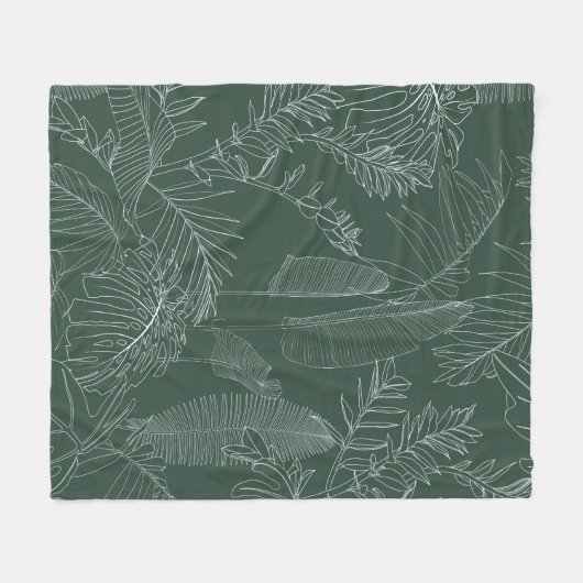 Couverture Polaire Elegant seamless pattern with green hand drawn lin (Devant (Horizontal))