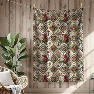 Couverture Polaire Elégant Shabby Chic Blanket Roses Rouges Motifs en