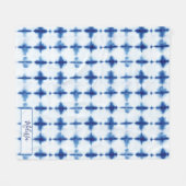 Couverture Polaire Elégant Shibori Blue Motif Nom personnalisé (Devant (Horizontal))