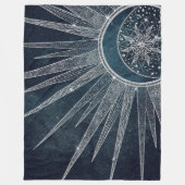 Couverture Polaire Elégant Silver Sun Moon Doodle Mandala Blue Design (Devant)
