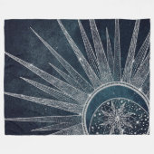Couverture Polaire Elégant Silver Sun Moon Doodle Mandala Blue Design (Devant (Horizontal))