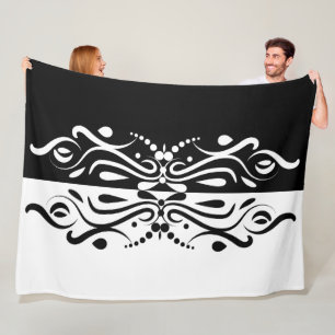 Couverture Polaire Élégant style arlequin Abstrait noir et blanc