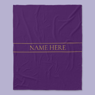 Couverture Polaire Élégant texte personnalisable Gold & Deep Purple