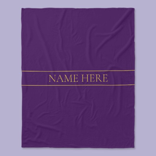 Couverture Polaire Élégant texte personnalisable | Gold & Deep Purple