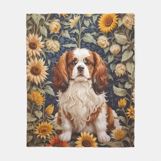 Couverture Polaire Élégant tournesol Cavalier King Charles Spaniel (Devant)