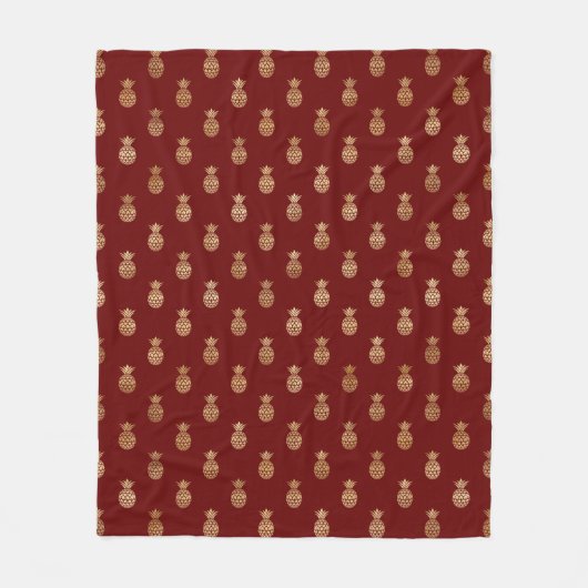 Couverture Polaire Élégant vin et ananas en or (Devant)