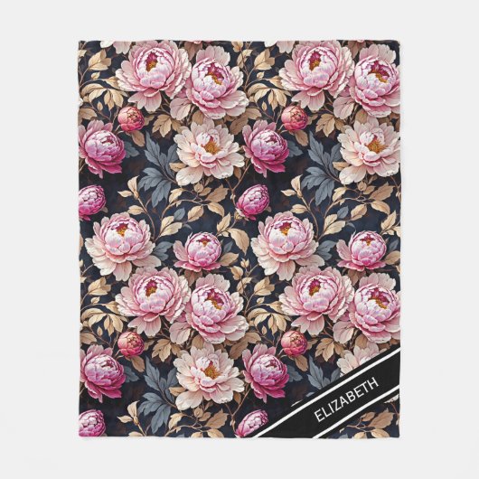 Couverture Polaire Élégant Welcome Blush Pink Peony Nom floral (Devant)