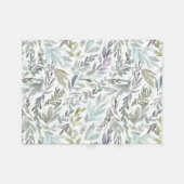 Couverture Polaire Elégante aquarelle Bleue Vert Botanique (Devant (Horizontal))