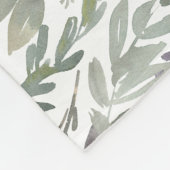 Couverture Polaire Elégante aquarelle Bleue Vert Botanique (Coin)