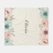 Couverture Polaire Elégante aquarelle Fleurs Sketchy (Devant (Horizontal))