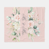 Couverture Polaire Elégante Aquarelle Florale Rose Blush M. & Mme F (Devant (Horizontal))