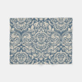 Couverture Polaire Elégante Brocade baroque bleu Damas sur blanc (Devant (Horizontal))