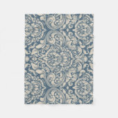 Couverture Polaire Elégante Brocade baroque bleu Damas sur blanc (Devant)