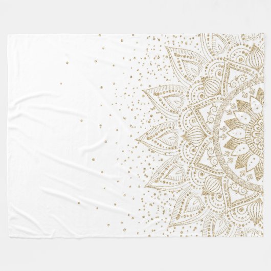 Couverture Polaire Elégante conception de points Mandala Or (Devant (Horizontal))