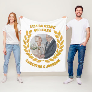 Couverture Polaire Élégante couronne d'or photo 60e anniversaire de M