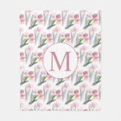 Couverture Polaire Élégante Feminine Blush Tulips Rose Monogramme bla (Devant)