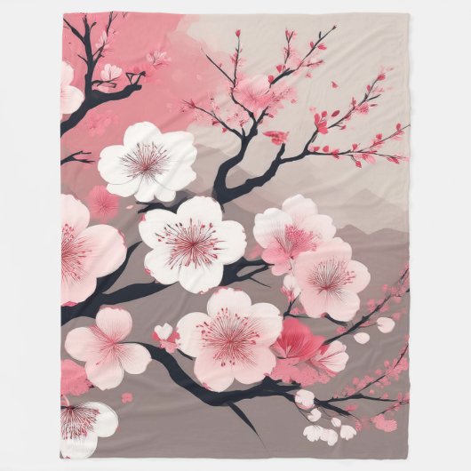 Couverture Polaire Elégante Fleur de cerise asiatique Oriental (Devant)