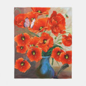 Couverture Polaire Élégante Fleur Rouge Orange (Devant)