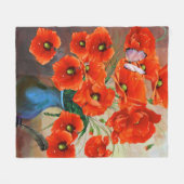 Couverture Polaire Élégante Fleur Rouge Orange (Devant (Horizontal))