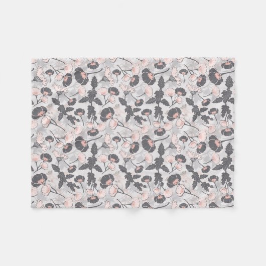 Couverture Polaire Élégante Fleurs en gris rose féminin (Devant (Horizontal))
