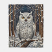 Couverture Polaire Élégante forêt d'hiver de chouette blanche boho (Devant)