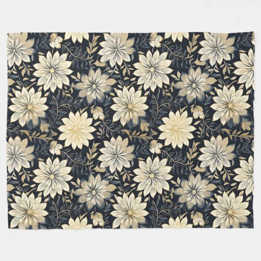 Couverture Polaire Élégante harmonie florale dorée sur un arrière - p (Devant (Horizontal))