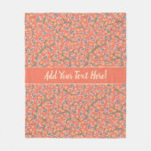 Couverture Polaire Élégante Impression Florale Orange, Corail Et Bleu (Devant)