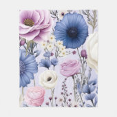 Couverture Polaire Elégante Lavande Bleu Fleur Jardin Floral (Devant)