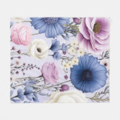 Couverture Polaire Elégante Lavande Bleu Fleur Jardin Floral (Devant (Horizontal))