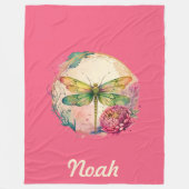 Couverture Polaire Élégante libellule florale avec nom personnalisé (Devant)