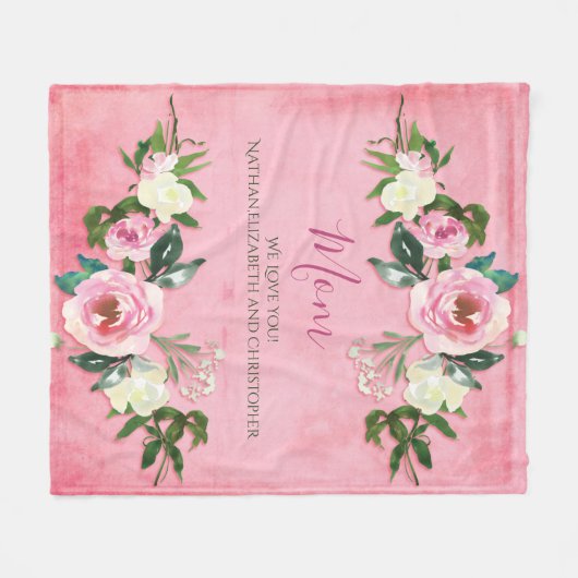 Couverture Polaire Elégante mère de l'Aquarelle rose (Devant (Horizontal))