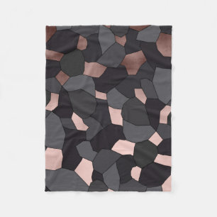 Couverture Polaire Elégante mosaïque rose d'or gris et noir