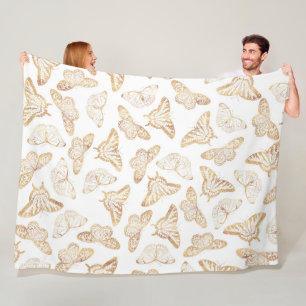 Couverture Polaire Elégante Parties scintillant d'or papillon design