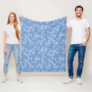 Couverture Polaire Élégante poussiéreuse bleue botanique de givre d'h